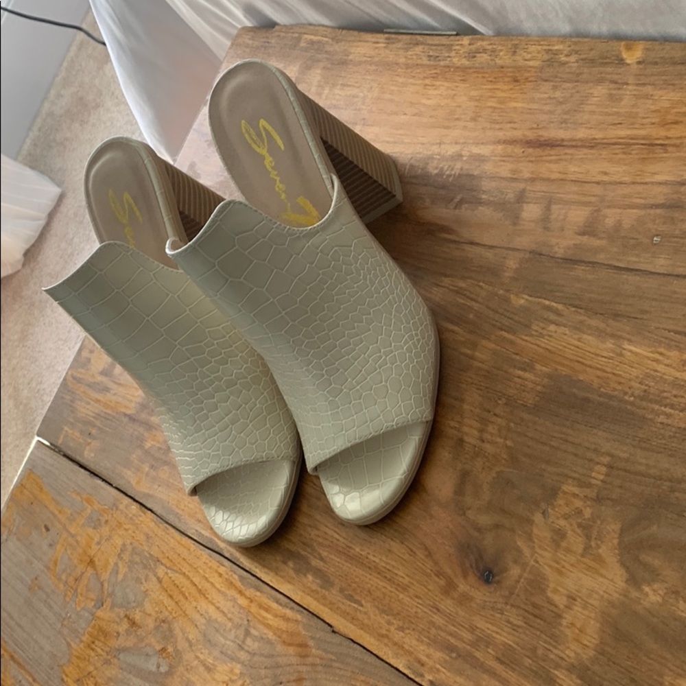 Cream block heels